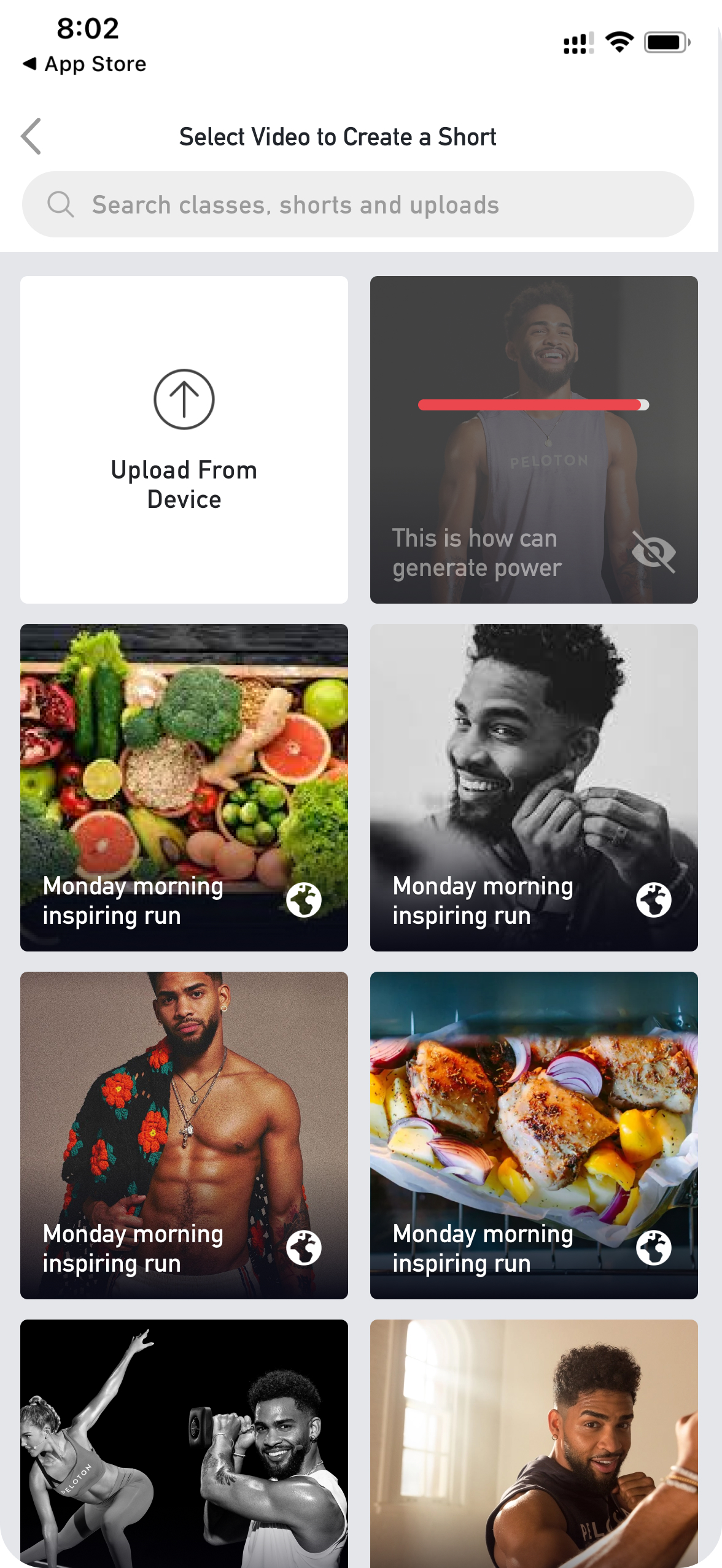Select Video for short Uploading