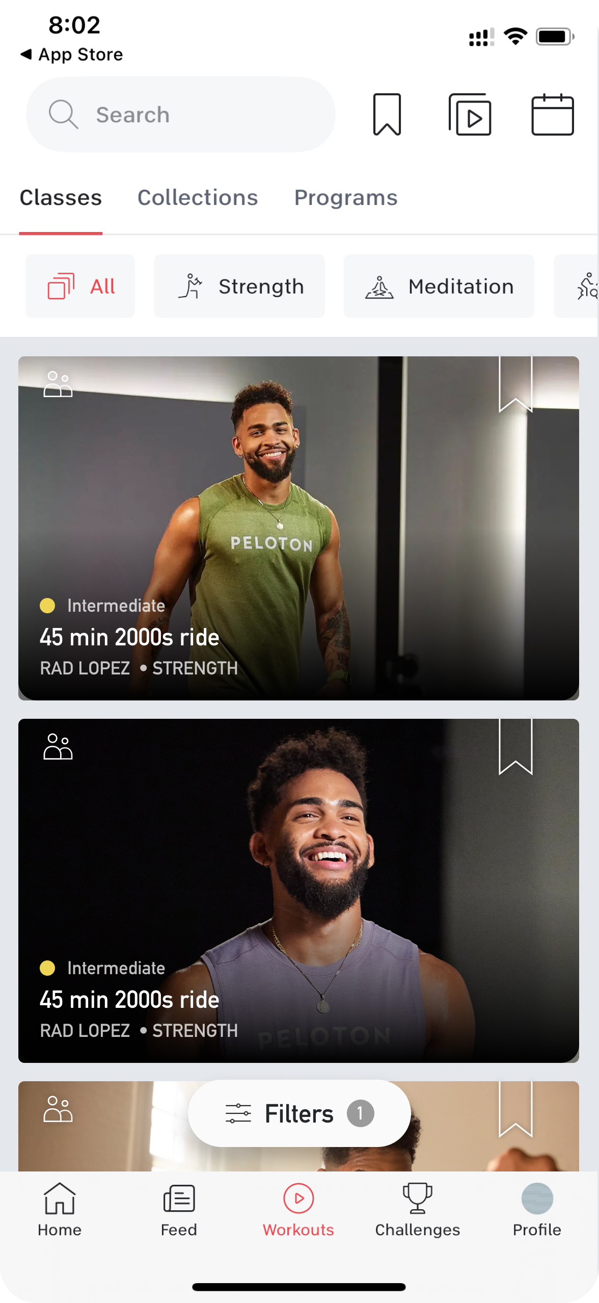 Workouts Filtered